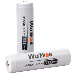 Wurkkos 18650 Rechargeable Batteries 3000mAh 3C discharge, Pointed battery